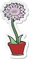 sticker of a cartoon flower in pot vector