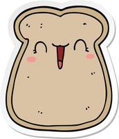 sticker of a cute cartoon slice of toast vector