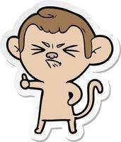 sticker of a cartoon angry monkey vector