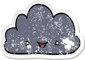 distressed sticker of a happy cartoon cloud vector