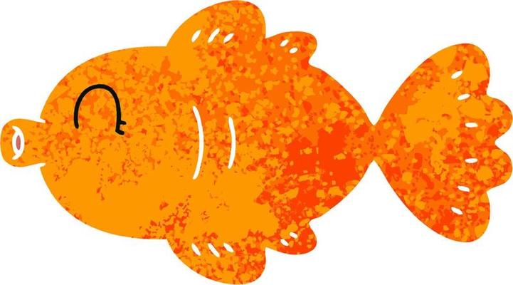 quirky retro illustration style cartoon fish