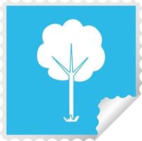 quirky square peeling sticker cartoon tree vector