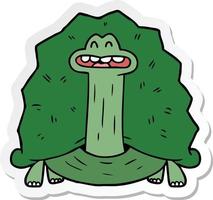 sticker of a funny cartoon turtle vector