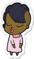 sticker of a cartoon pretty hipster girl vector