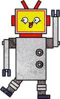 retro grunge texture cartoon robot vector