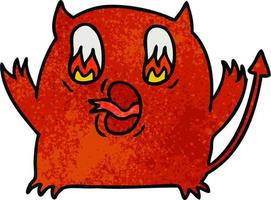 textured cartoon of cute kawaii red demon vector