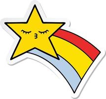 sticker of a cute cartoon shooting rainbow star vector