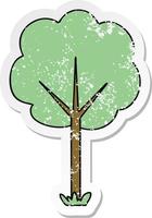 distressed sticker of a quirky hand drawn cartoon tree vector