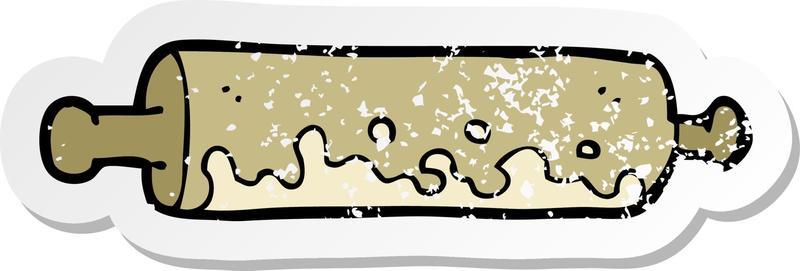 retro distressed sticker of a cartoon rolling pin