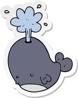 sticker of a cartoon spouting whale vector