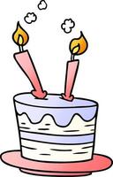 garabato de dibujos animados degradado de un pastel de cumpleaños vector