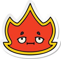 sticker of a cute cartoon fire vector