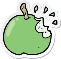 sticker of a cartoon bitten apple vector