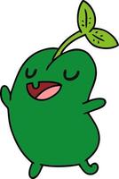 cartoon kawaii cute sprouting bean vector
