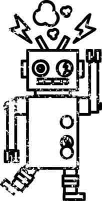 malfunctioning robot distressed icon