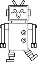 line drawing cartoon robot vector