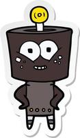 sticker of a happy cartoon robot vector