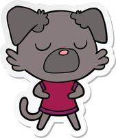 sticker of a cartoon dog vector