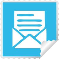 square peeling sticker cartoon letter and envelope vector