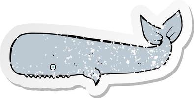 retro distressed sticker of a cartoon whale vector