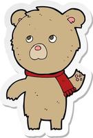 sticker of a cartoon teddy bear vector