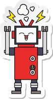 sticker of a cute cartoon robot vector