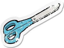 retro distressed sticker of a cartoon scissors vector