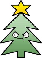 gradient shaded cartoon christmas tree vector