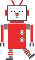 flat color retro cartoon robot vector