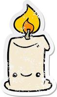 distressed sticker of a cartoon candle vector