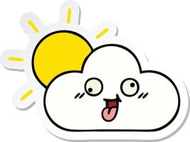 sticker of a cute cartoon sun and cloud vector