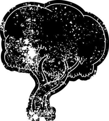 grunge icon drawing of a summer tree