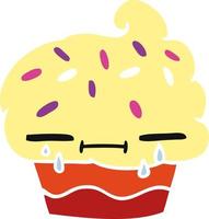 cartoon of a crying cupcake vector