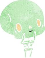 retro cartoon kawaii cute dead skeleton vector