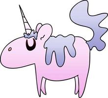 quirky gradient shaded cartoon unicorn vector