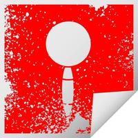 distressed square peeling sticker symbol magnifying glass vector