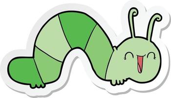 sticker of a cartoon happy caterpillar vector