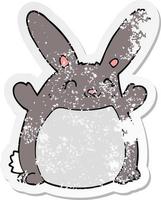 distressed sticker of a cartoon rabbit vector