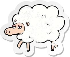 retro distressed sticker of a cartoon sheep vector