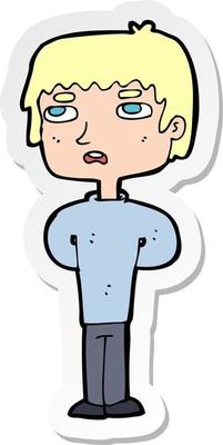 sticker of a cartoon unhappy man