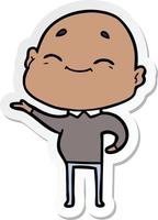 sticker of a happy cartoon bald man vector