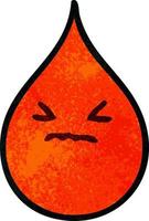 quirky hand drawn cartoon emotional blood drop vector