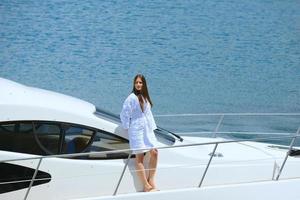 woman on luxury yacht photo