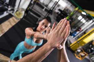 young athletes making high five photo