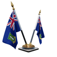 Brits maagd eilanden 3d illustratie dubbele v bureau vlag staan png