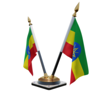 Ethiopië 3d illustratie dubbele v bureau vlag staan png