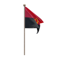 bandeira de ilustração 3d de angola no poste. mastro de madeira png
