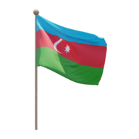 azerbaijan 3d illustration flagga på Pol. trä flaggstång png