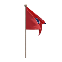 Tennessee 3d illustration flag on pole. Wood flagpole png