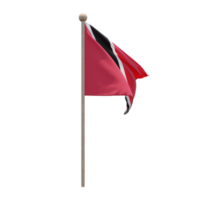 bandeira de ilustração 3d de trinidad e tobago no poste. mastro de madeira png